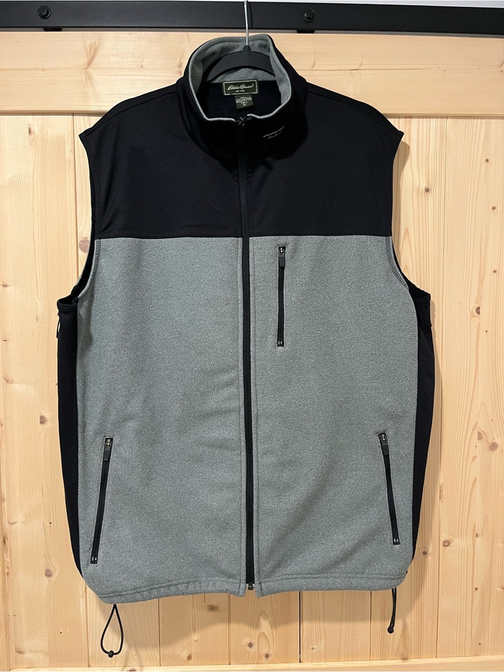 Eddie Bauer WindCutter Fleece Vest XL Tall Black/Gray - Picture 1 of 6